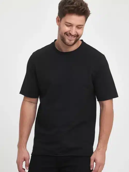 erkek pamuklu basic 2 iplik tshirt siyah