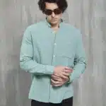 erkek yazlık hakim yaka keten gömlek yeşil