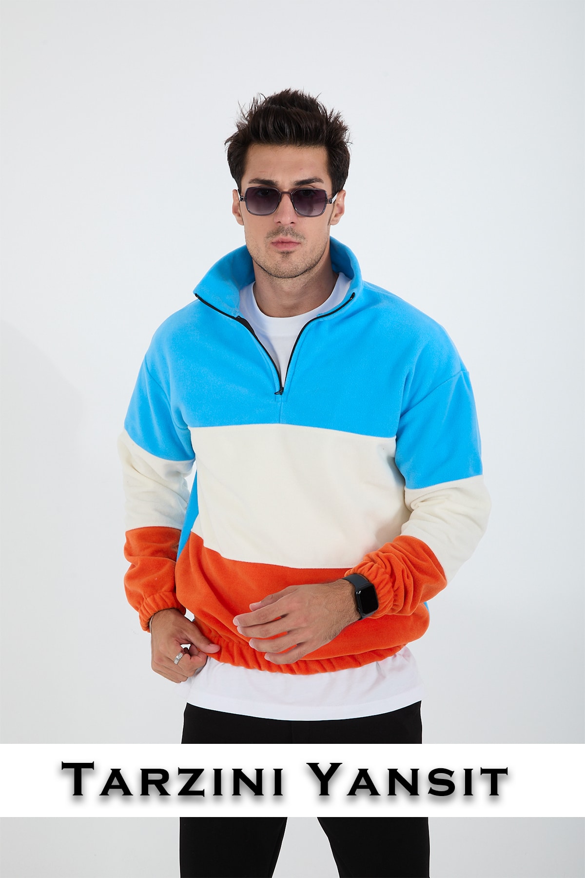 erkek yarım fermuarlı 3 renk polar sweatshirt modelleri ve fiyatları